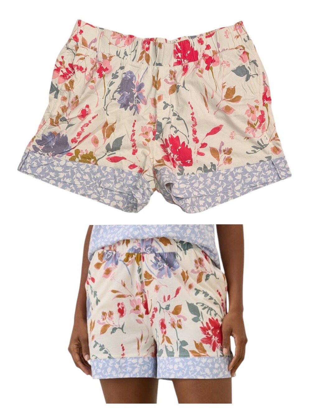 Pact Organic Cotton Dayspring Floral Staycation Sleep Shorts Size Large